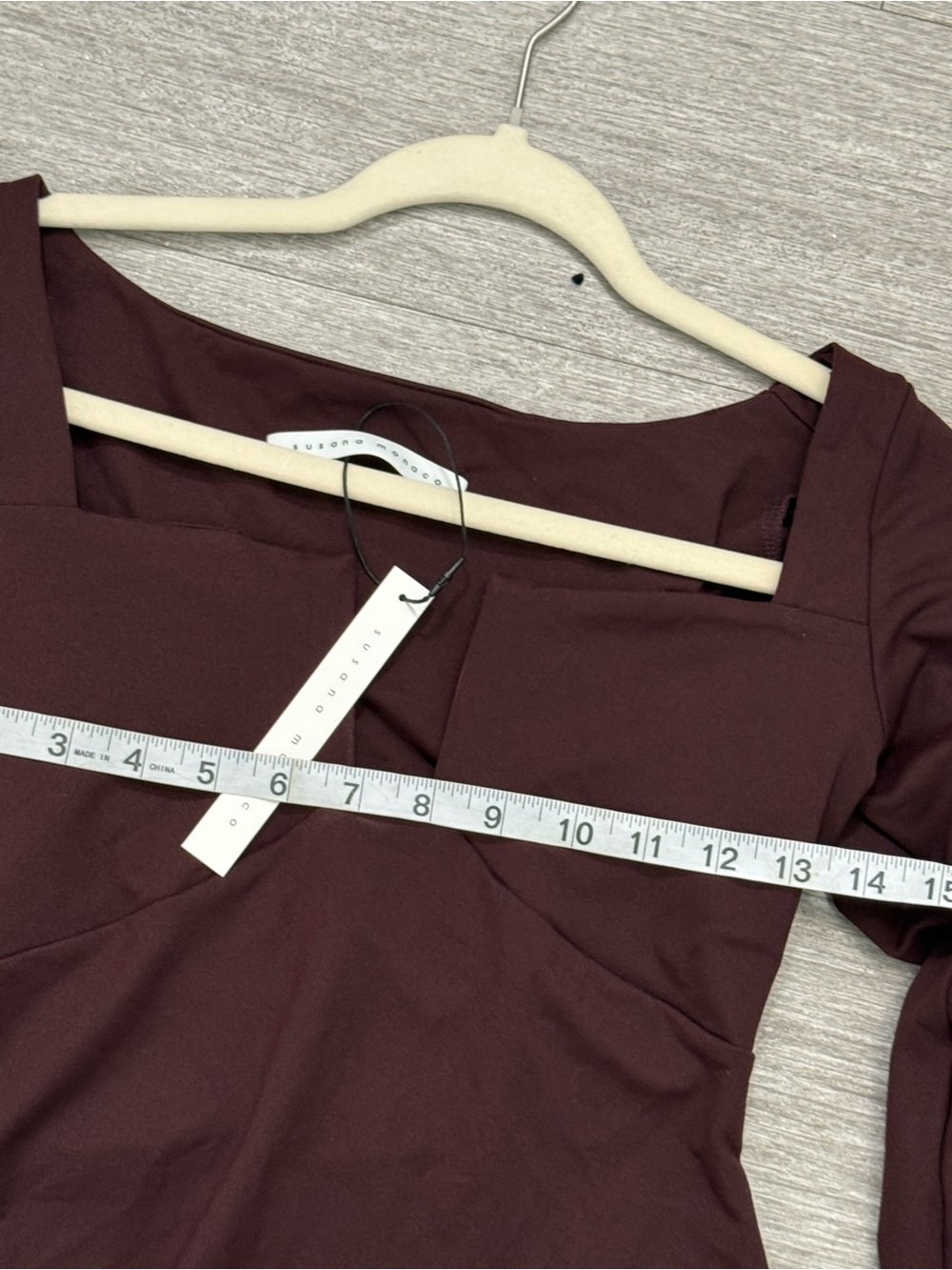 Susana‎ Monaco Shiraz Square Neck Cutout Long Sleeve Top Bodycon Minimalist M - Picture 5 of 8